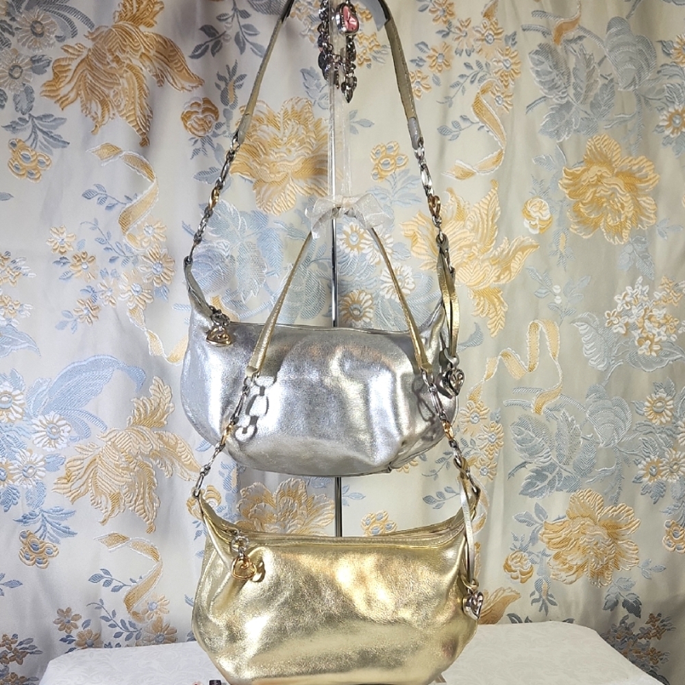 Brighton Metallic Charo Shoulder Bag Lot (2) with Brighton Charm Bracelet